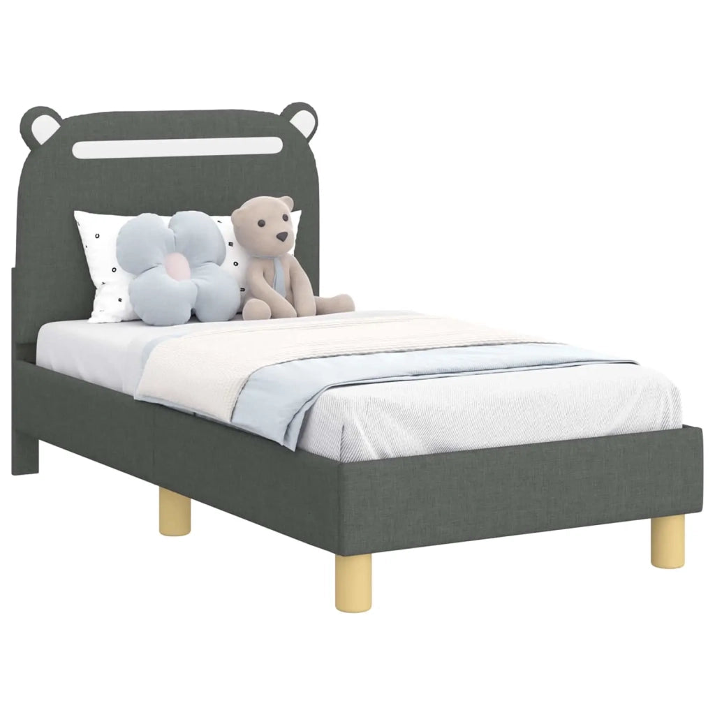 Struttura letto per bambini con testata Grigio Scuro Tessuto