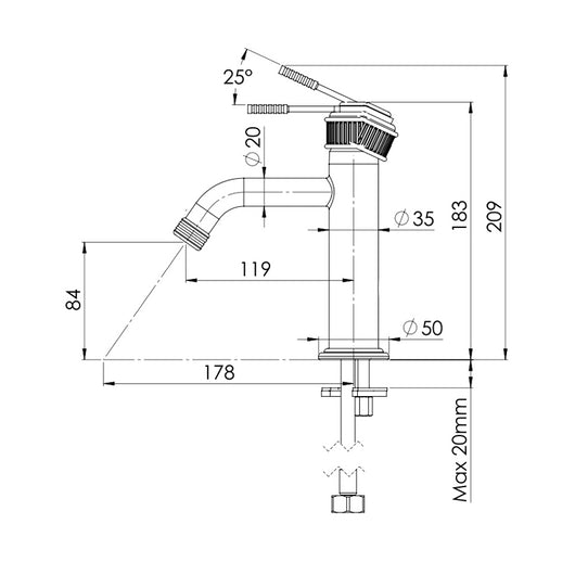 Miscelatore lavabo senza scarico e foro cromato lucido - serie Atelier