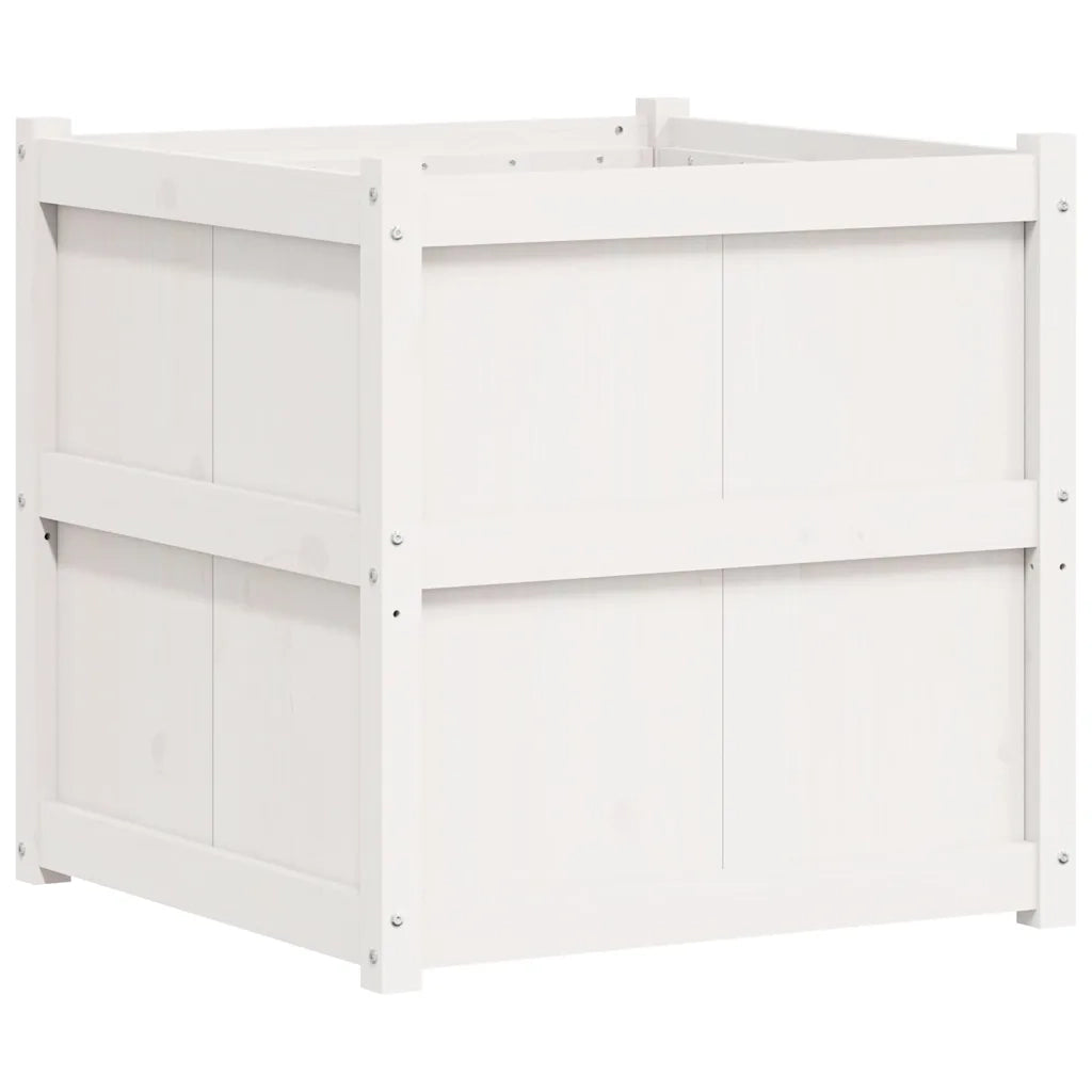 Fioriera da Giardino-Vaso da Esterno Bianca 70x70x70 cm Legno Massello di Pino 967623