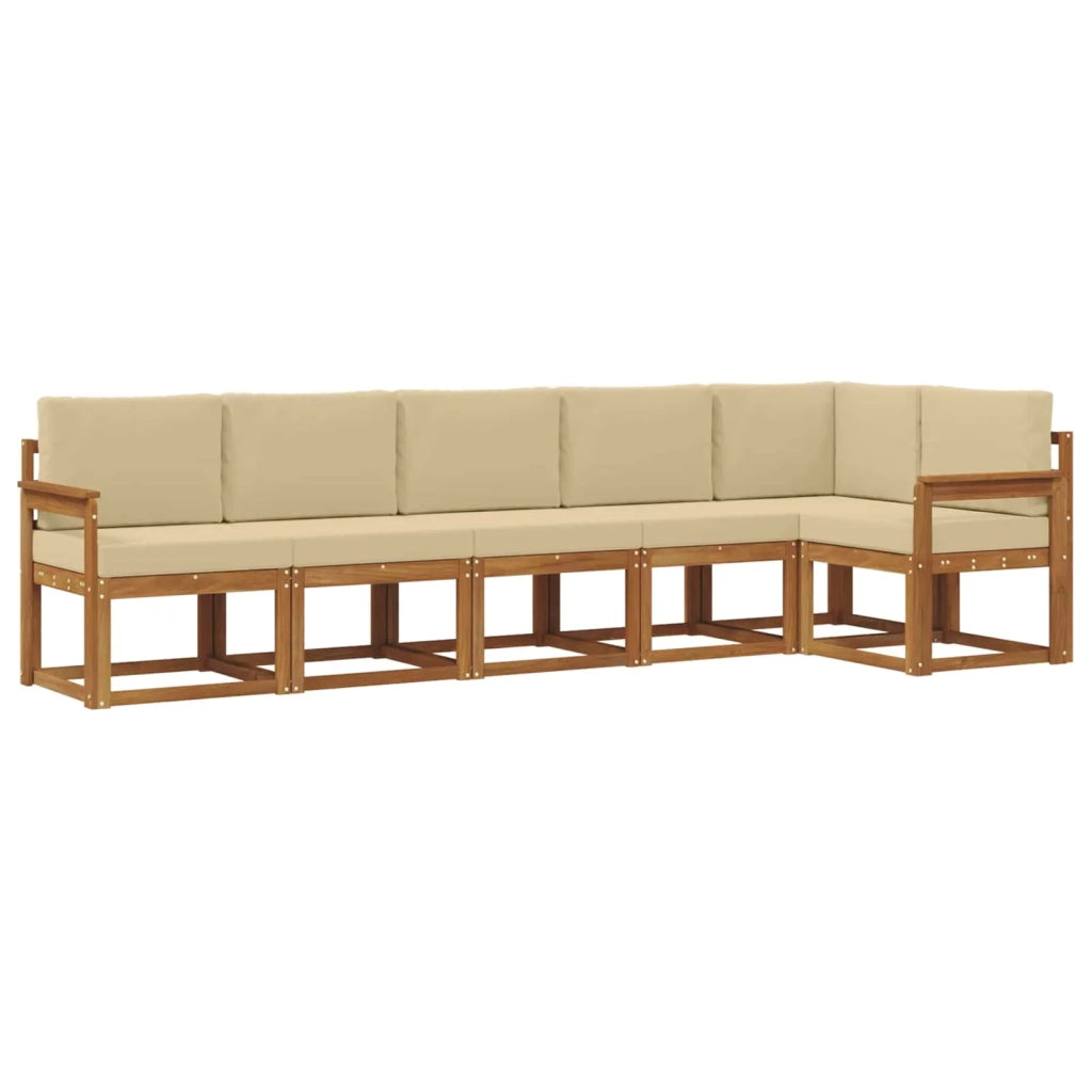 Set di divani da esterno con cuscino 6 pcs Naturale e Beige 3366456