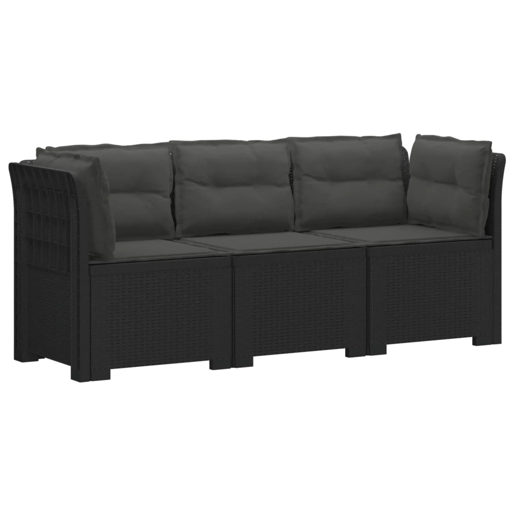 Divano da giardino 3 posti con cuscini in look rattan PP 3443835