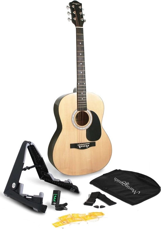 Set di chitarra acustica con manico standard, tuner, borsa, corda, plettro e corde