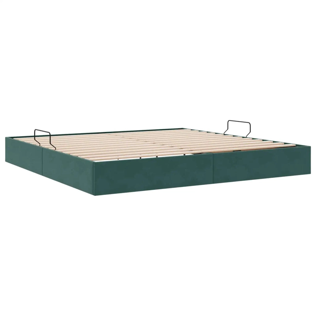 Letto matrimoniale | Letto per adulti | Letto ottomano Verde Scuro 200 x 200 cm Velluto