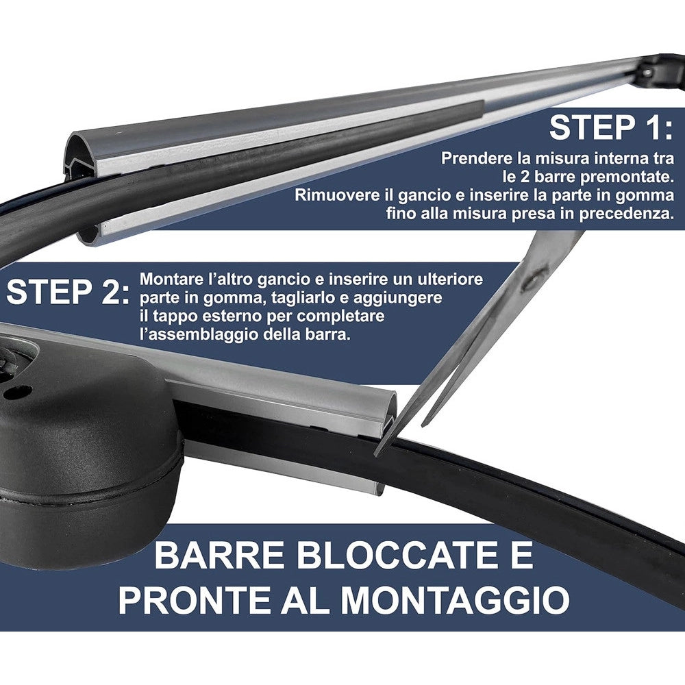 Trade Shop - 2pz Barre Portapacchi Portatutto Universali Da 120cm Auto Per Binari Rialzati Fino A 135cm -