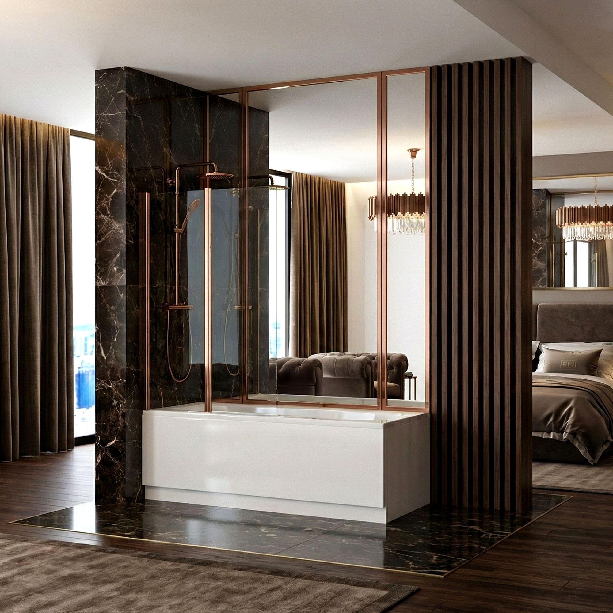 Schermo Vasca Pieghevole Rea Agat-2 100 Brush Copper