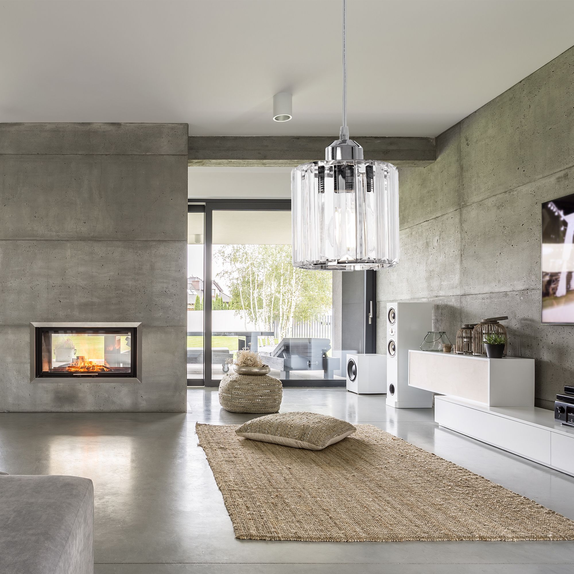 Lampada Da Soffitto Cristallo Argento APP508-1CP