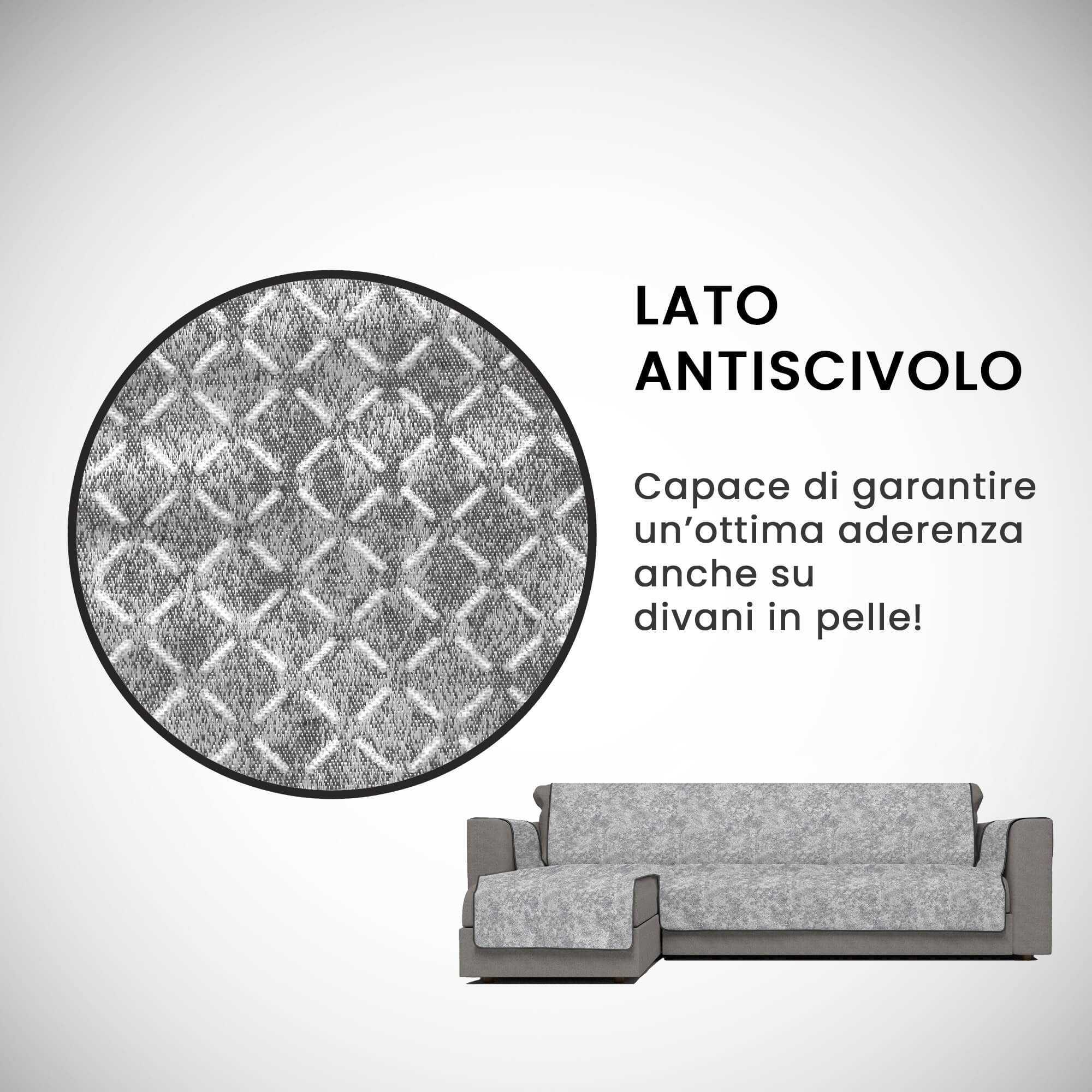 Copridivano con Penisola Sinistra Seduta 190 cm in Poliestere e Cotone Grigio Scuro