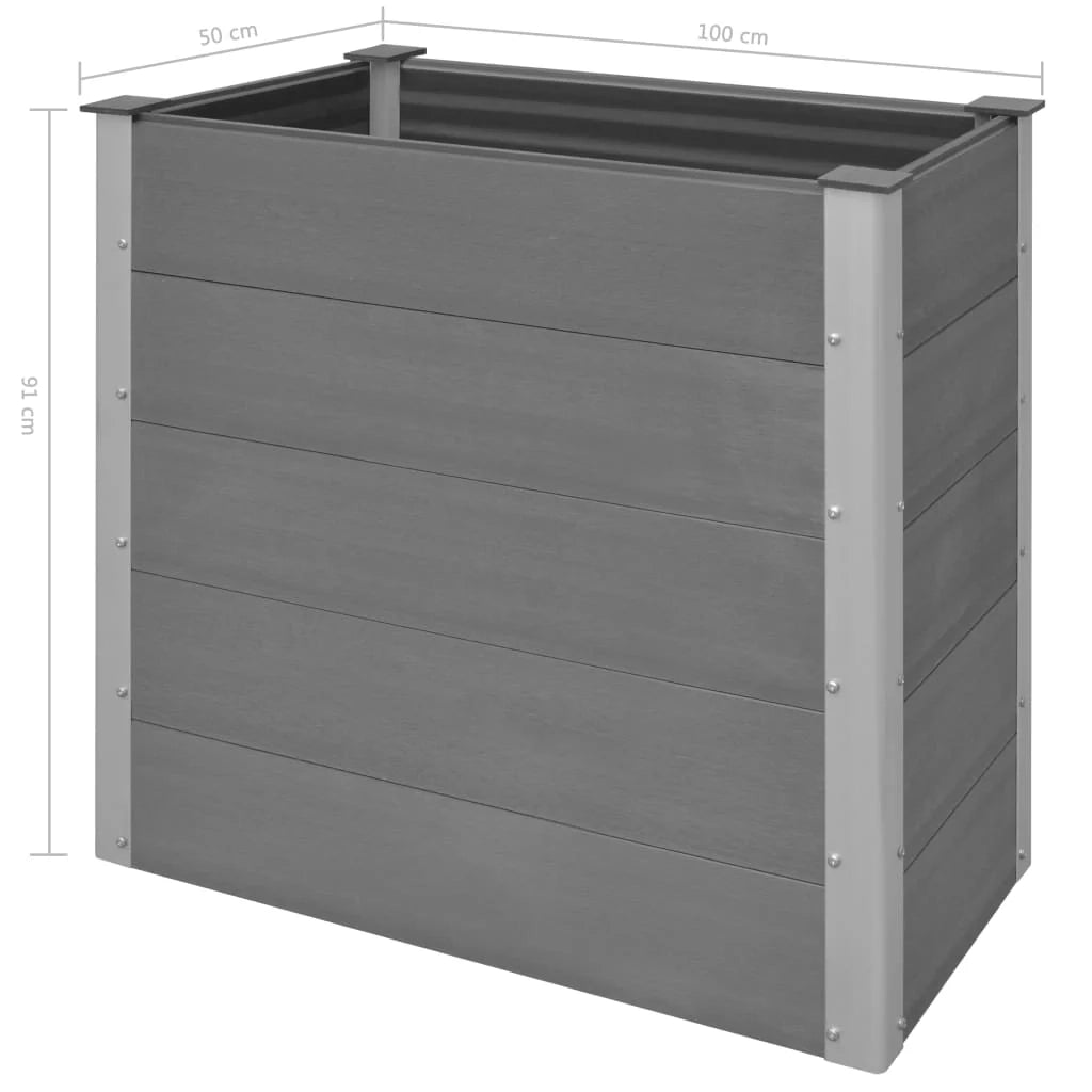 Fioriera rialzata per piante e fiori giardino WPC 100 x 50 x 91 cm grigio 02_0001237