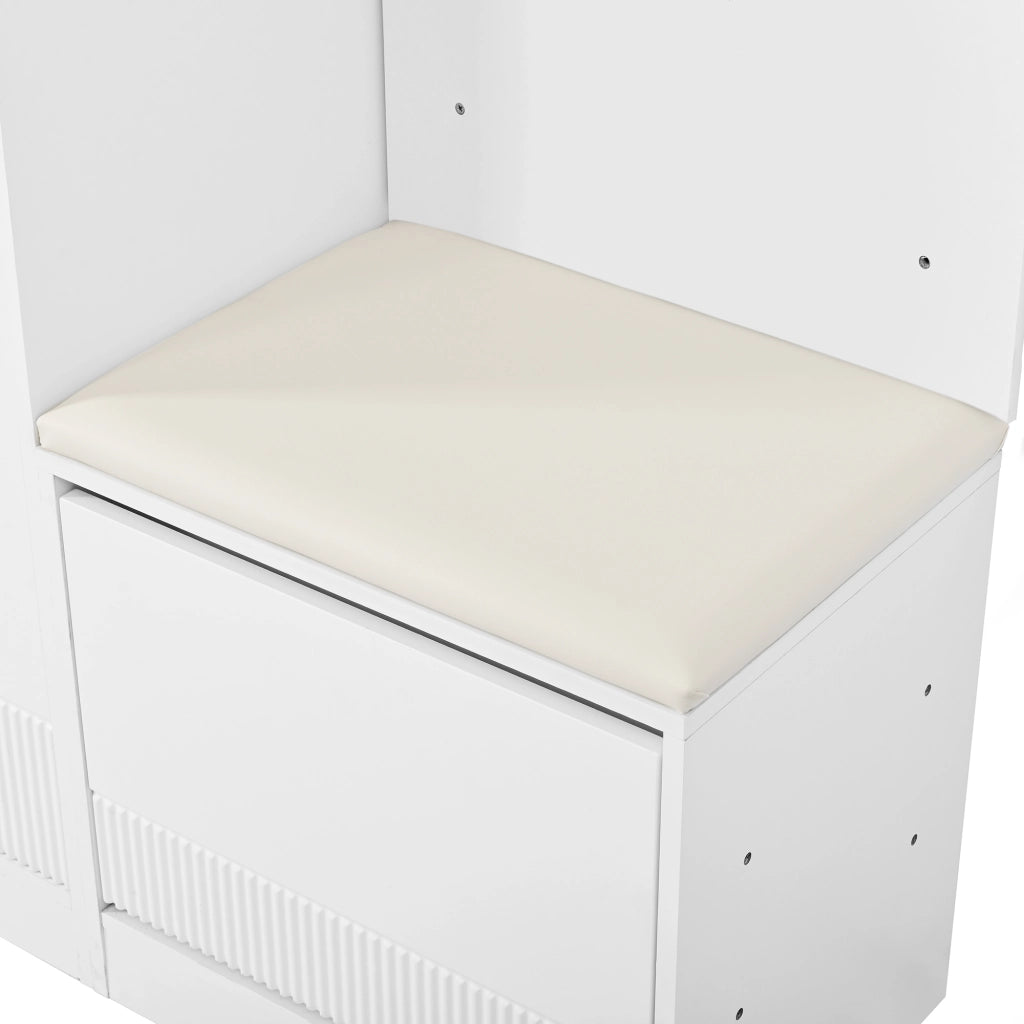 Mobile ingresso con scarpiera; specchio e illuminazione LED - per ingresso - 105×38×190 cm - bianco