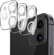 3 pezzi di vetro di protezione per fotocamera per iPhone 12 - Resistente alle graffature - 9H di durezza - Qualità HD - Colore argento - Filtro ottico stereoscopico