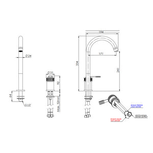 Miscelatore monocomando per lavabo a due fori, con bocca L - serie Atelier