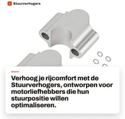 Accessori per motocicletta - Stabilizzatori di sella - Lega di alluminio - Nero - Manubri di sella elevati - Universali - Per manubri da 7/8 pollici