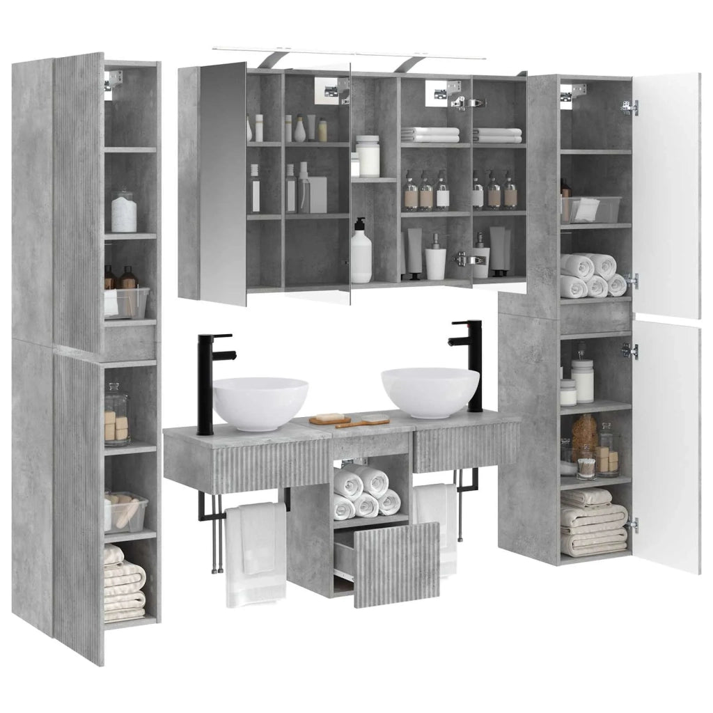 Set di mobili per il bagno 6 pz Grigio Cemento 3407178