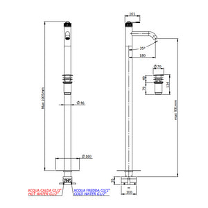Miscelatore lavabo da terra con scarico click-clack con troppo pieno - serie Atelier