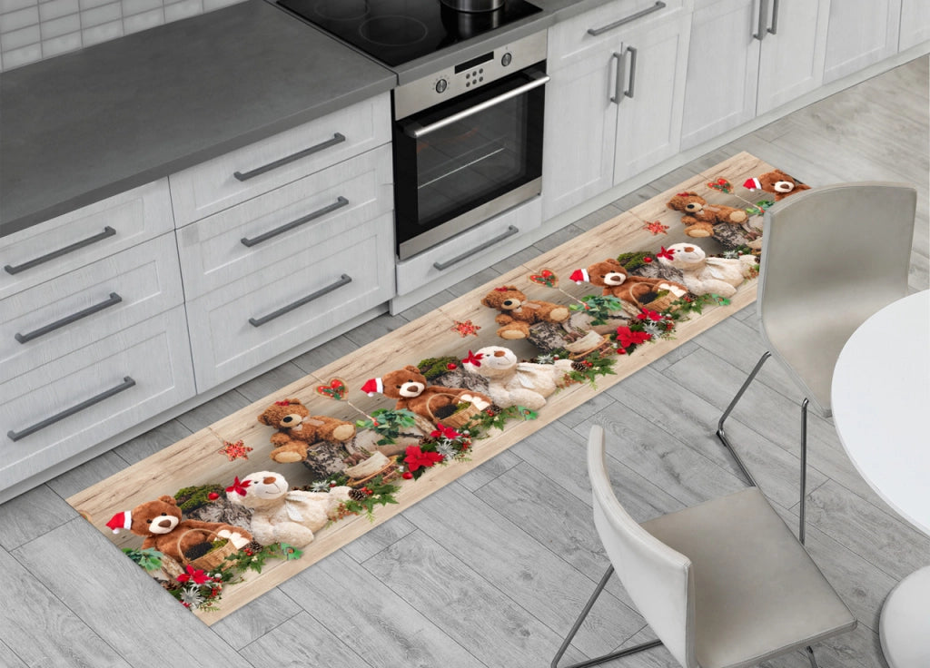 Tappeto Natale Passatoia Cucina Antiscivolo Sottolavello Digitale Teddy Noel 480 - 50x50 - Teddy Noel