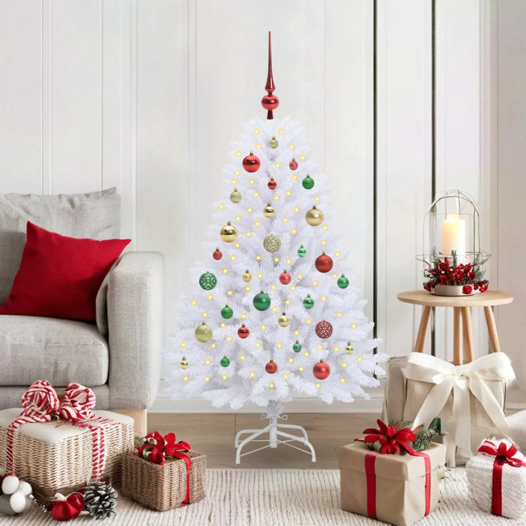 Albero di Natale Artificiale con Rami Pieghevoli Bianco 120 cm