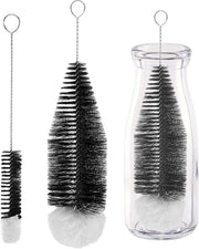 Set di spazzole per bottiglie in vetro - 2 pezzi di spazzola di pulizia universale - per bottiglie in vetro, bottiglie di soda, bottiglie per bambini, bottiglie per bere (nero e bianco)
