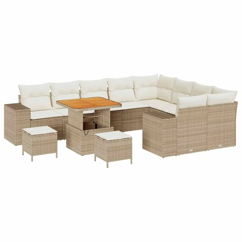 Set Divano da Giardino con cuscino 12 pcs Beige e Crema 3363991