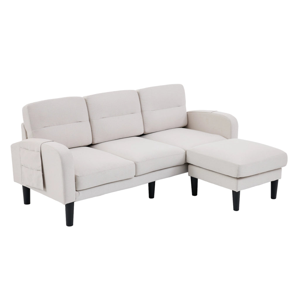 Divano angolare modulare 3 posti con chaise longue beige