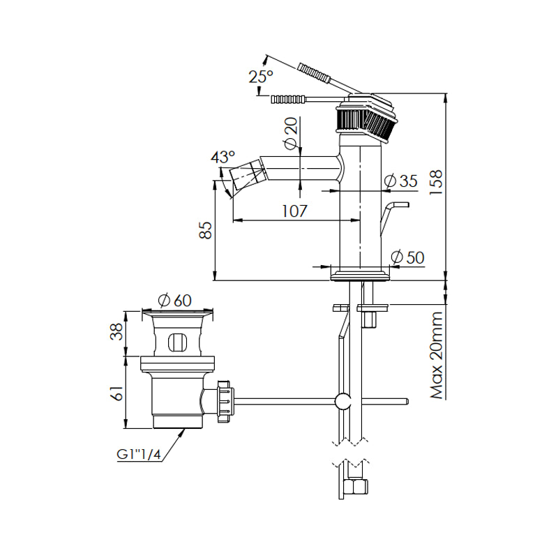 Miscelatore bidet con scarico - serie Atelier