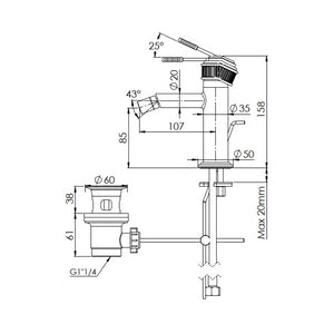 Miscelatore bidet con scarico - serie Atelier