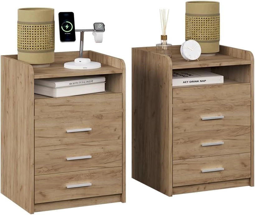 Comodino Edis, Antracite, Set di 2