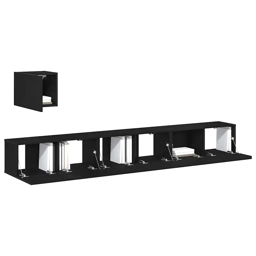 Set mobile TV Montaggio a parete Rovere Nero Legno multistrato 3333061