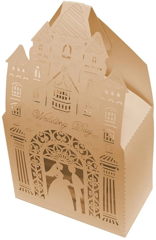 Dono di Matrimonio in Cartone di Qualità - Design Romantico - Pacchi di Carta - Facile da Piegare - Decenne di Regali - Set di 50 Pezzi