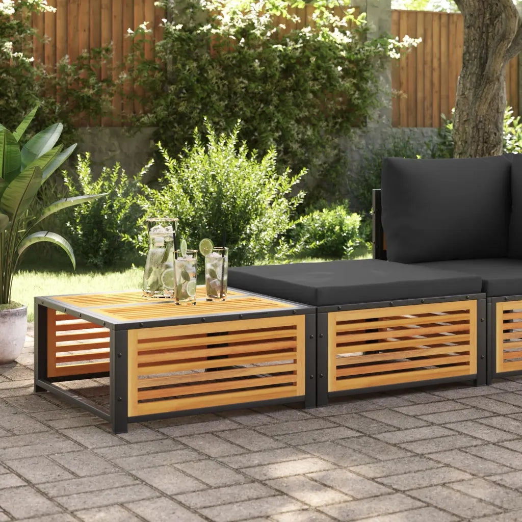 Tavolino da Giardino-Tavolo da Esterno con Sgabello in Legno Massello di Acacia 862575