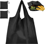 Borsa per spese, pieghevole, 2 pezzi, sacchetto in juta, borsa per spese con 2 ganci, borse per spese riciclabili e ecocompatibili per la spesa, lo sport, il shopping, i prodotti alimentari, nera
