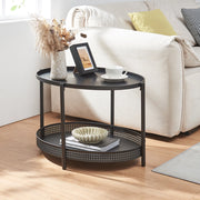 Tavolino da caffè Jäller con Doppio Ripiano e Bordi 66x51x44 cm Nero [en.casa]
