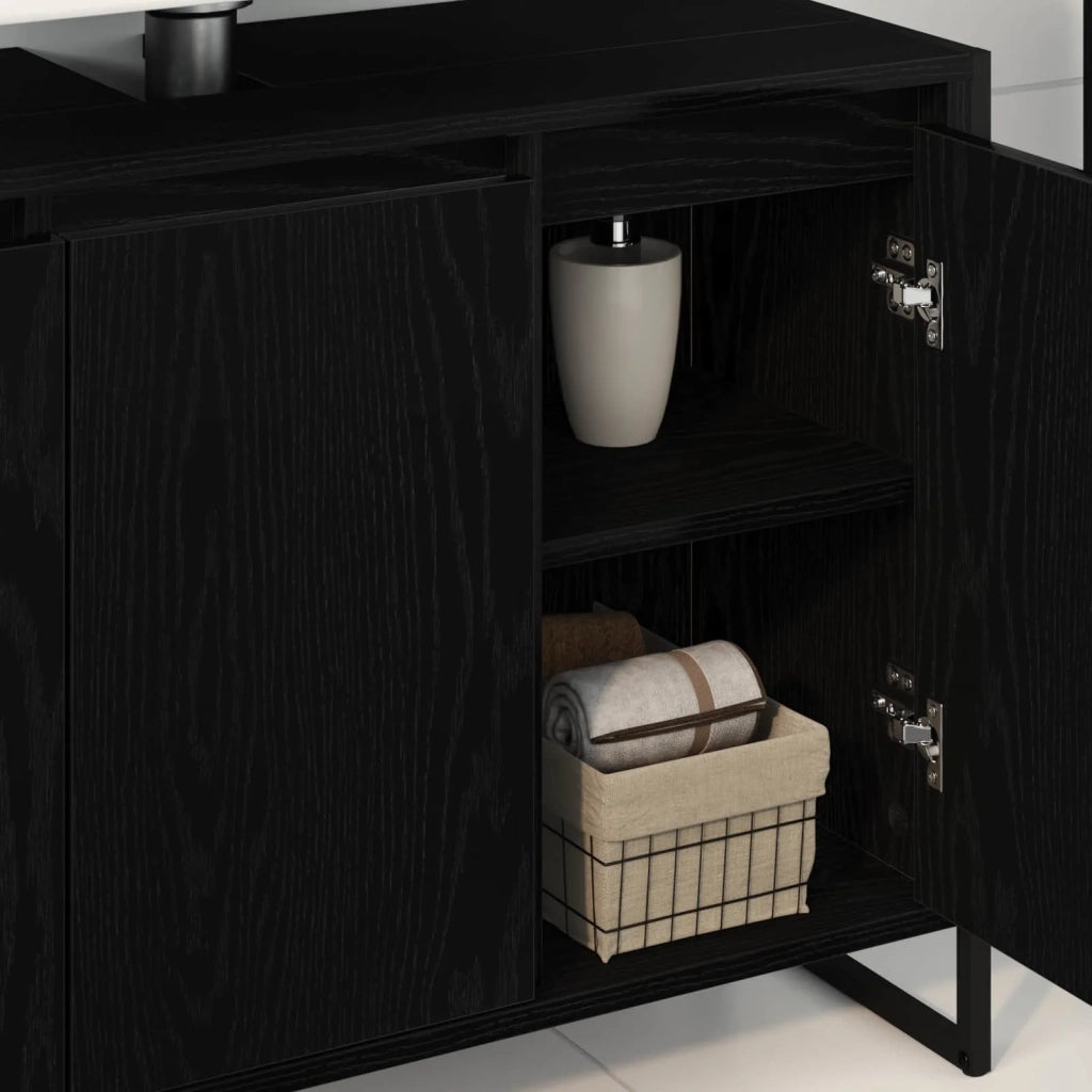 Mobile da Bagno Rovere Nero 90 x 30 x 60 cm Legno multistrato 886480