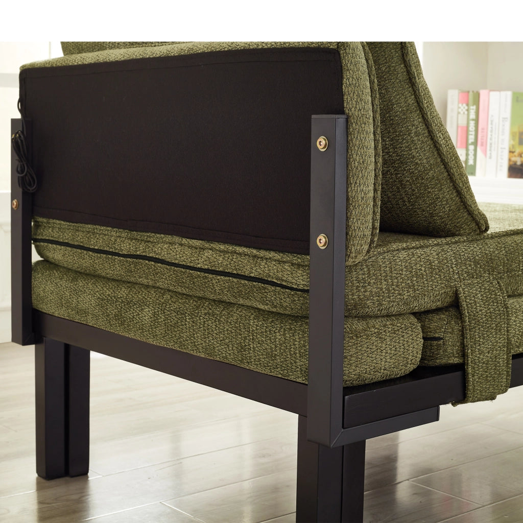 DIVANO LETTO pieghevole singolo 98x82x16 cm Velluto Verde USB Type-C