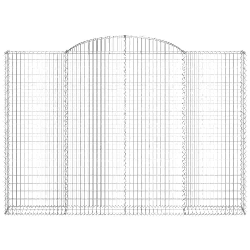 Cesto gabbione recinzione a gabbia muro di contenimento ad arco 300 x 30 x 200/220 cm ferro zincato argento 02_0040053