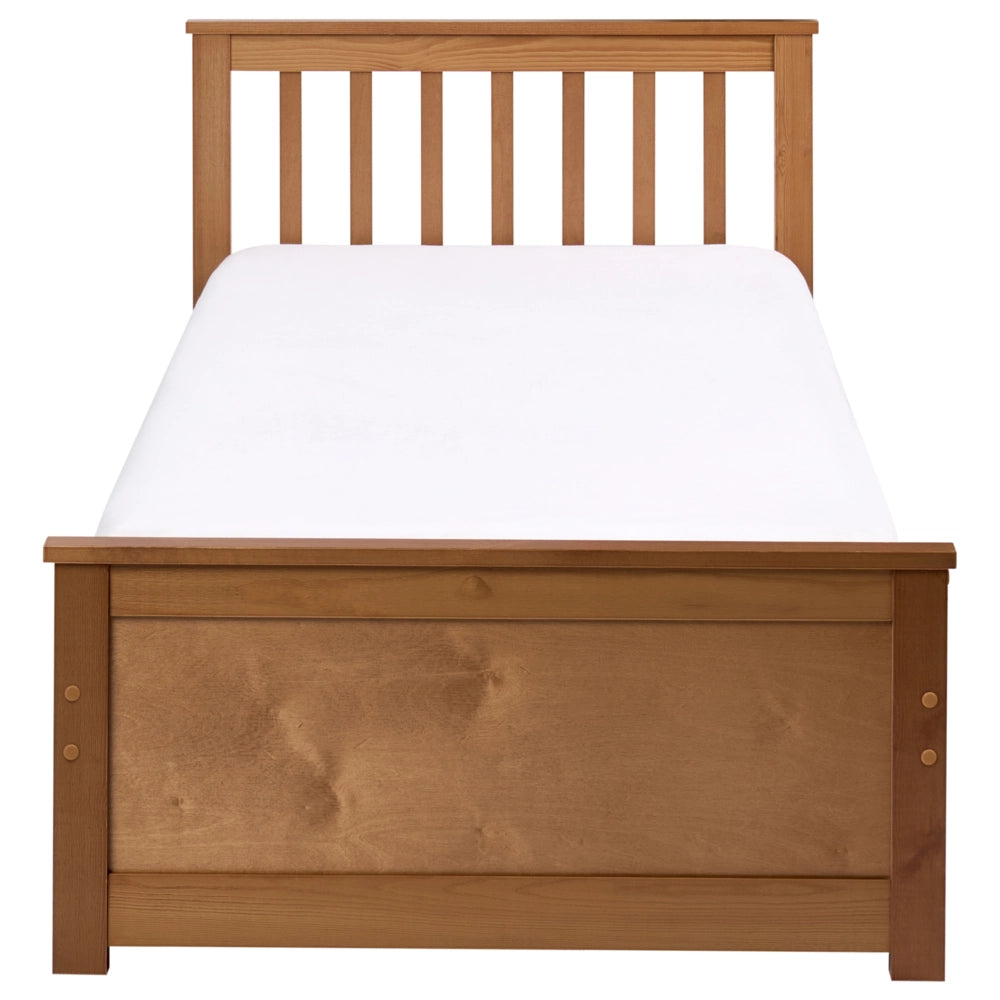 Letto singolo in pino MDF con rete a doghe 90 x 200 cm in marrone stile minimalista scandinavo