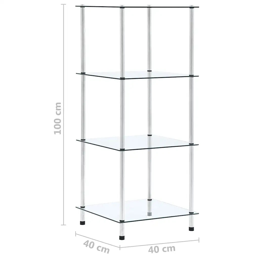 Scaffale a 4 Livelli Trasparente 40x40x100cm in Vetro Temperato CFW6838125
