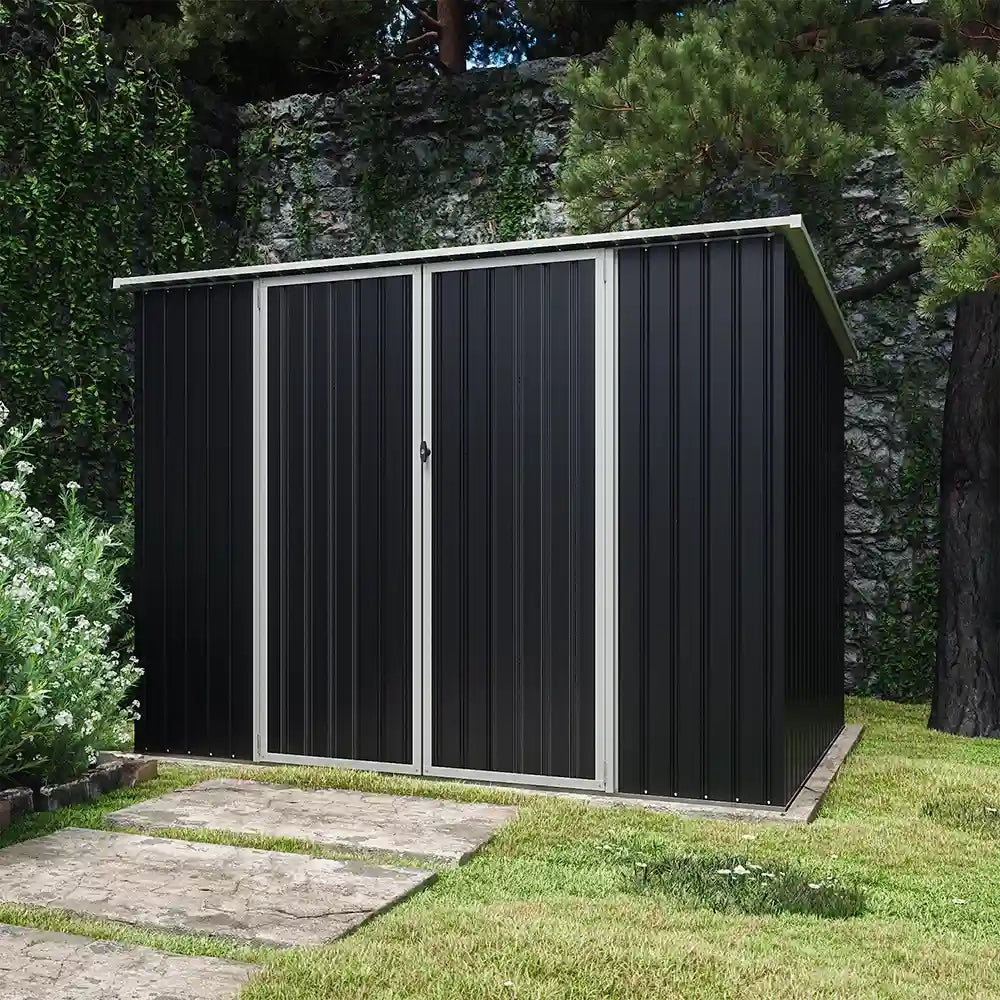 Casetta da giardino in acciaio zincato nero 2,77x1,93xh1,96m - 91kg - 5,35 metri quadri
