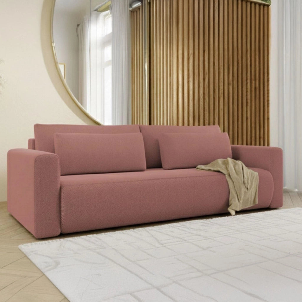 Erbezzo, Divano Letto 2 Posti Contenitore, 240x105 cm Rosa