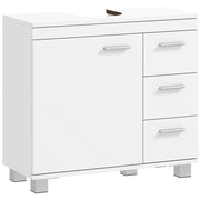 Mobiletto Sottolavabo con 3 Cassetti e Anta ¨C zephmum ¨C Bianco 70x30x64 cm