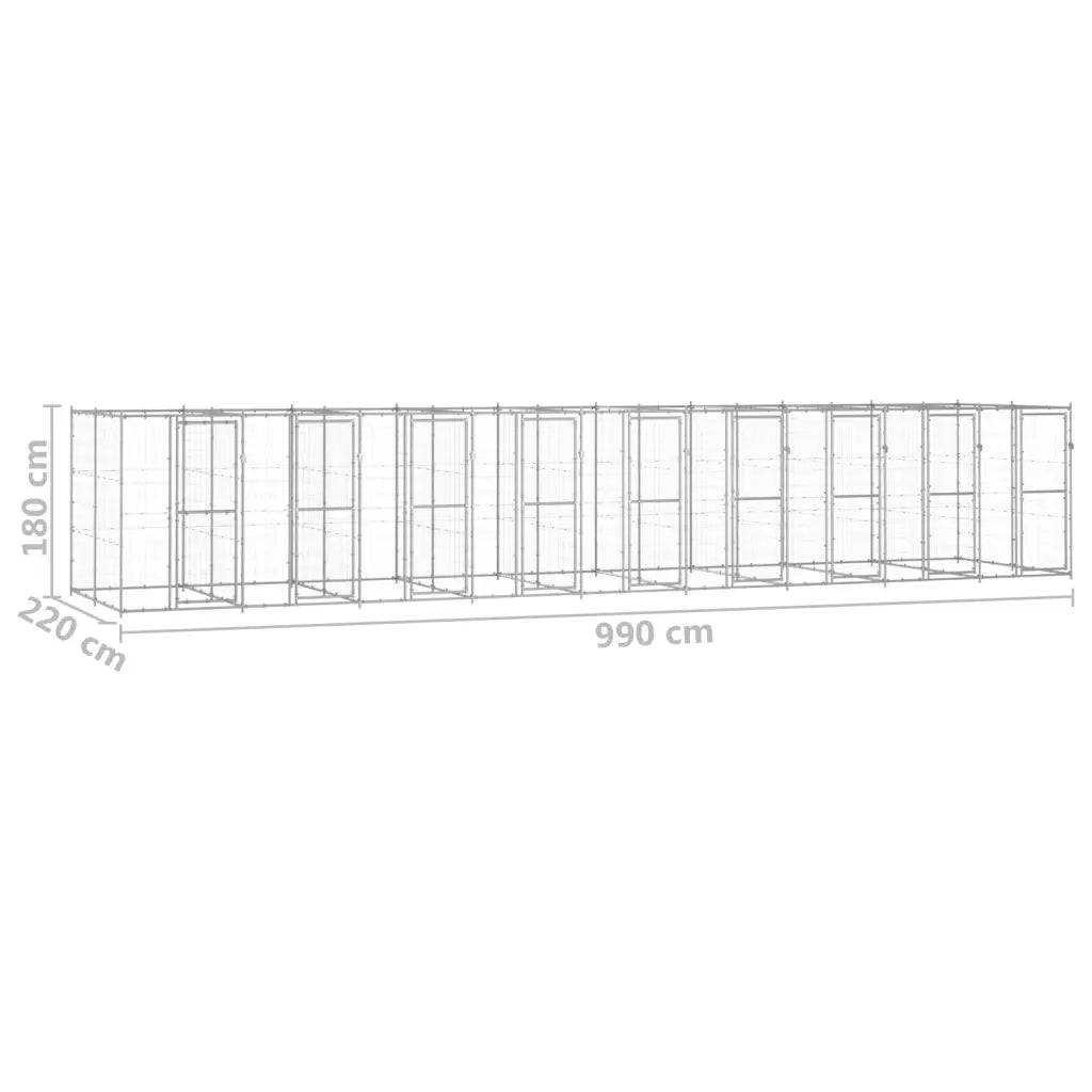 Gabbia per Cani da Esterno in Acciaio Zincato 21,78m² 3082289