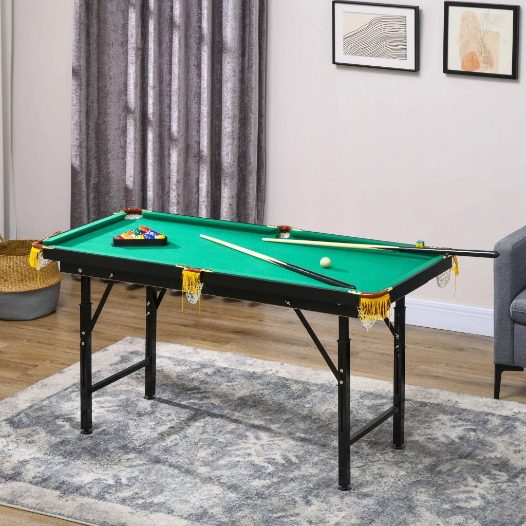 Tavolo da biliardo ¨C zephmum ¨C MDF, acciaio, verde, 140x63x55-75 cm