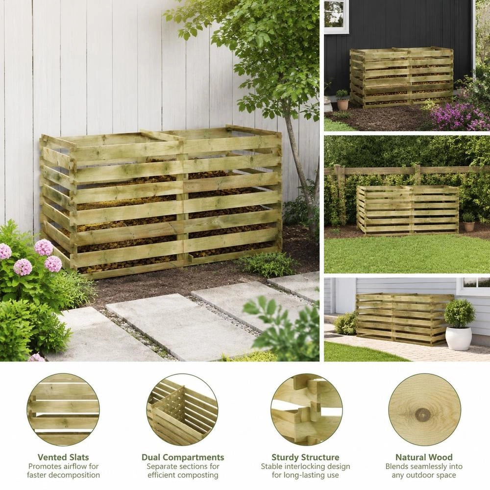 Composter Slats Made Of Impregnated Pine Wood 180x90x90 Cm