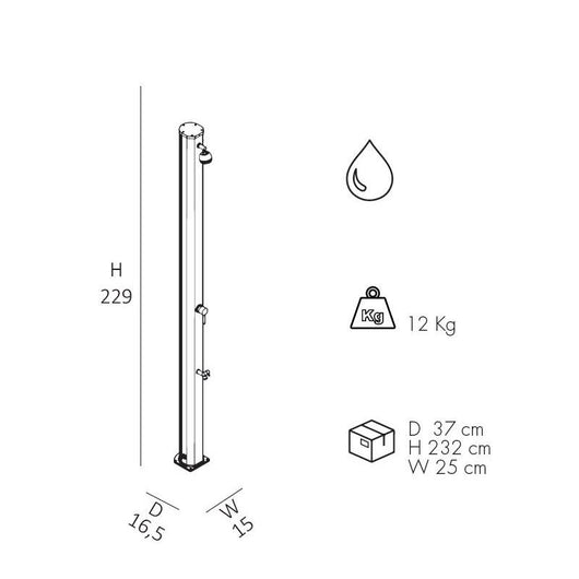 Doccia Tradizionale In Alluminio Jolly S Con Miscelatore E Lavapiedi Colore Antracite Cv-A625/7016
