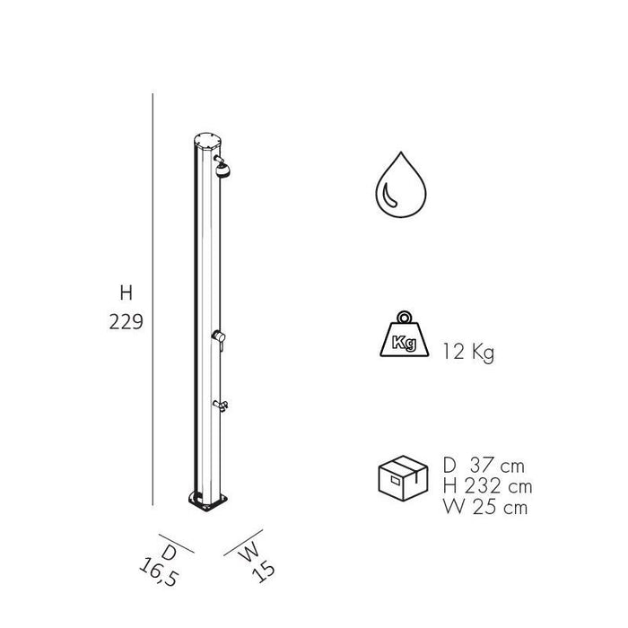 Doccia Tradizionale In Alluminio Jolly S Con Miscelatore E Lavapiedi Colore Antracite Cv-A625/7016