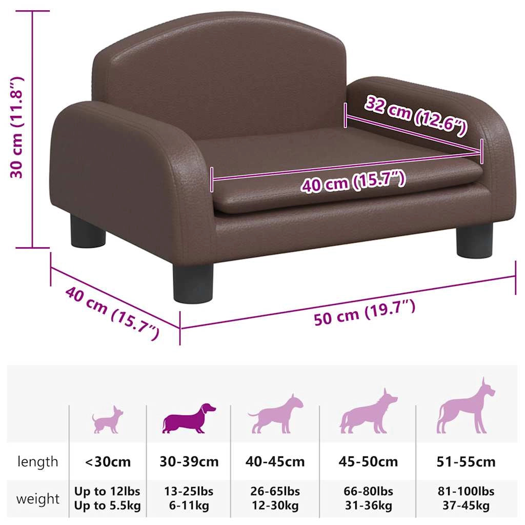 Cuccia per cani a forma di cesto comoda 50 x 40 x 30 cm in similpelle marrone 02_0042674