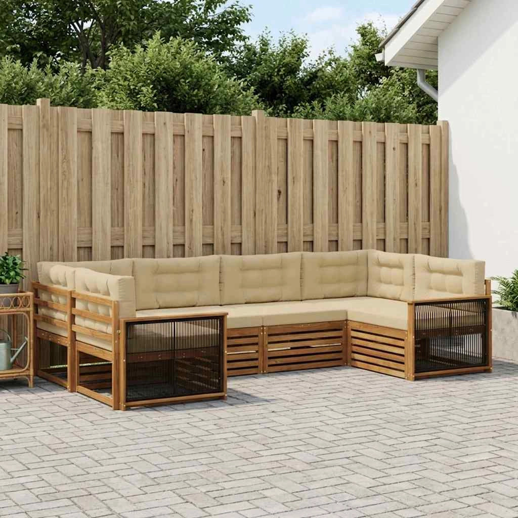 Set di divani da esterno 6 pz Naturale e Beige 3383776