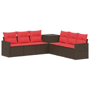Set di divani 7 pcs Marrone e Rosso Rattan sintetico e Acciaio 3448801