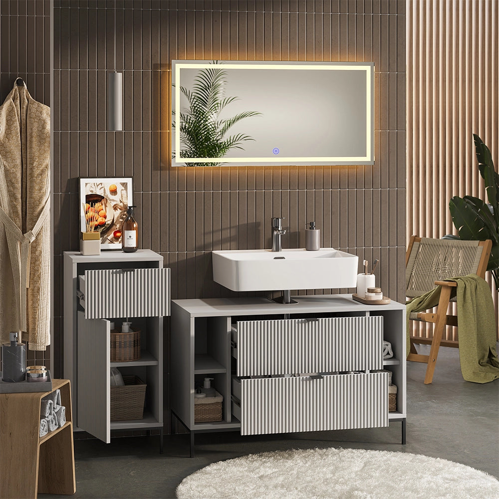 Vicco Set di mobili da bagno Grigio 3 parti