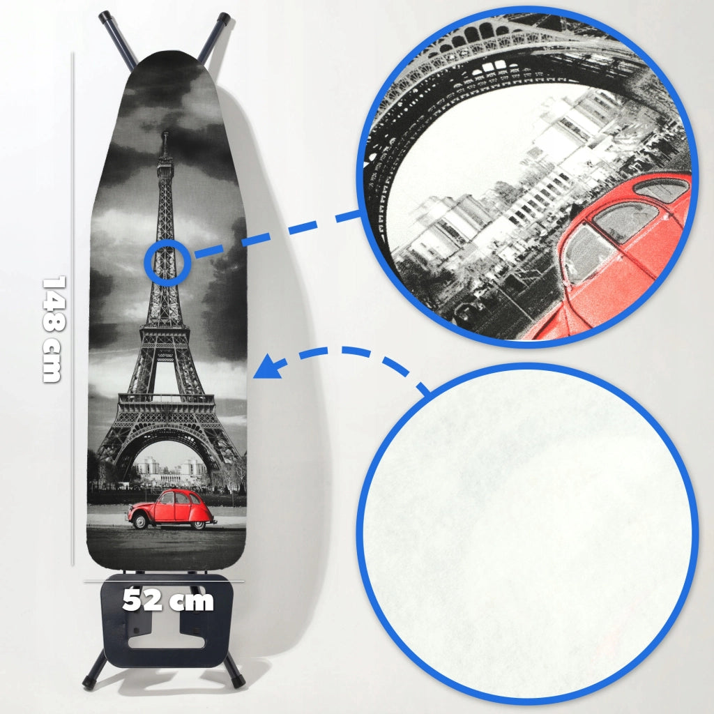 Copertura elasticizzata per asse da stiro KADAX 148x52 cm resistente con motivo Torre Eiffel