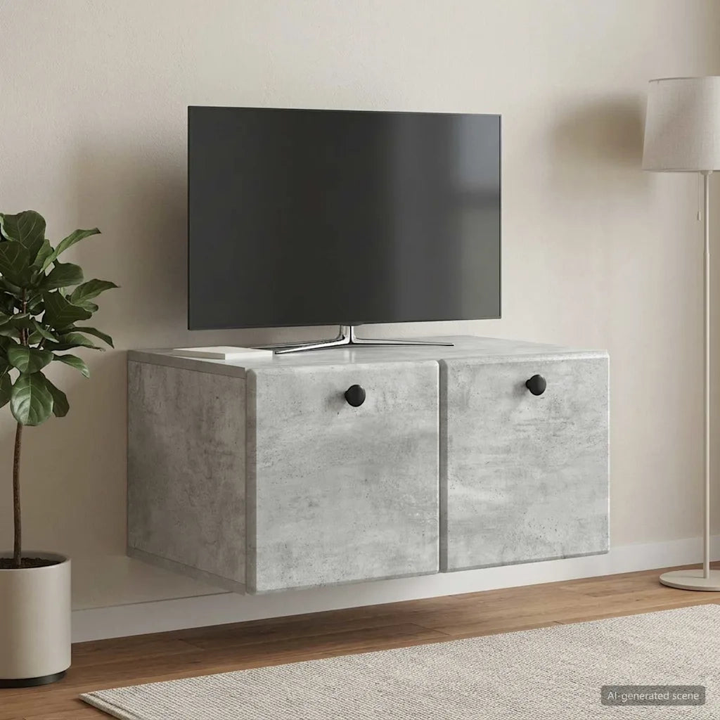 Mobile Porta TV da Muro 59,5 x 41 x 30 cm Grigio Cemento 899188